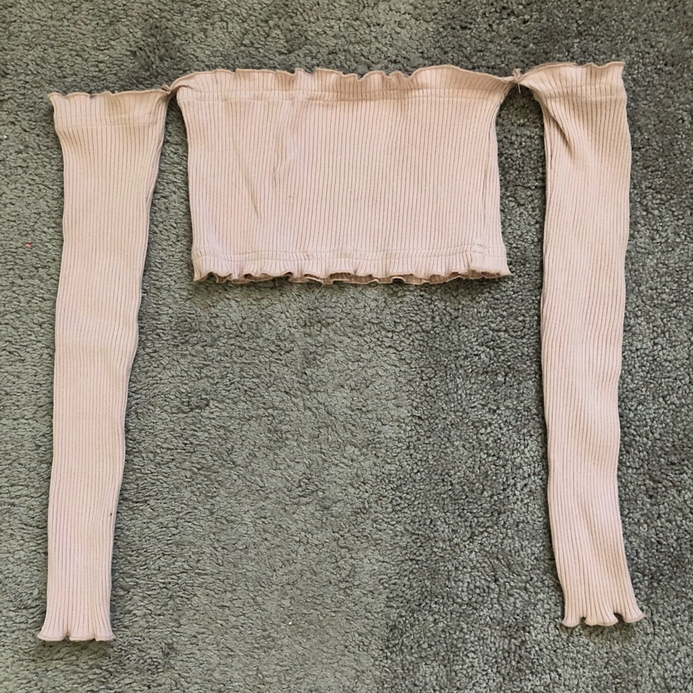Pink off the shoulder crop top